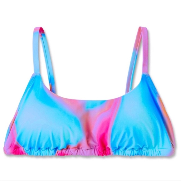 New Wild Fable Bikini Top Tunnel Front Blue Marble Tie Dye Size 1X - Picture 1 of 10